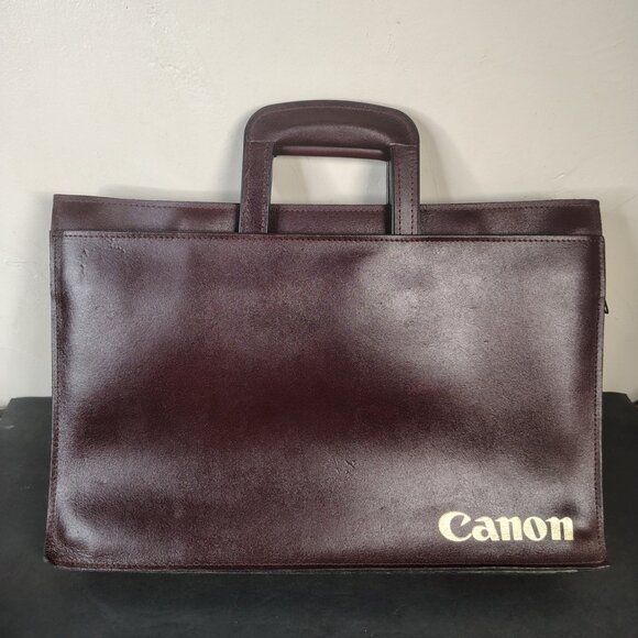VINTAGE Canon Camera Leather Portfolio Briefcase Hand Bag Photography - Picture 3 of 14